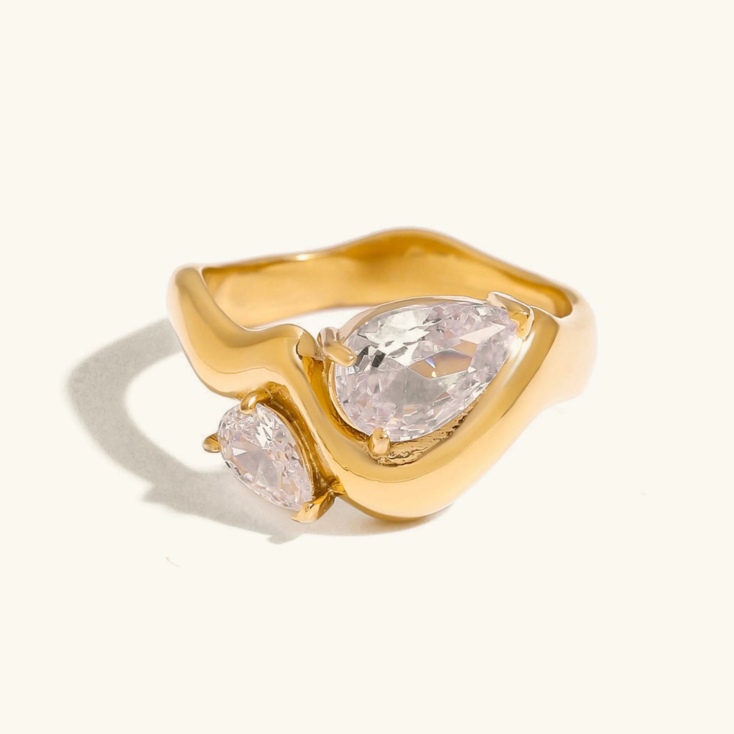 [ElanLuxe]Soletta Diamond Teardrop Gold Ring