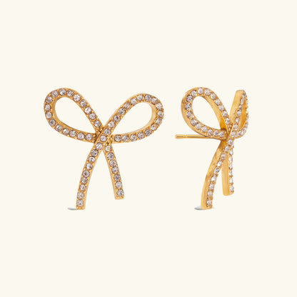 [ElanLuxe]Dannah Diamond Bow Tie Earrings