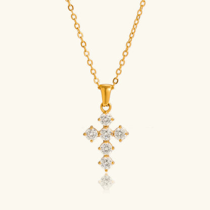 [ElanLuxe]Wynter Diamond Cross Necklace