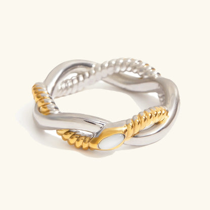 [ElanLuxe]Nerisse Two-Tone Twist Ring