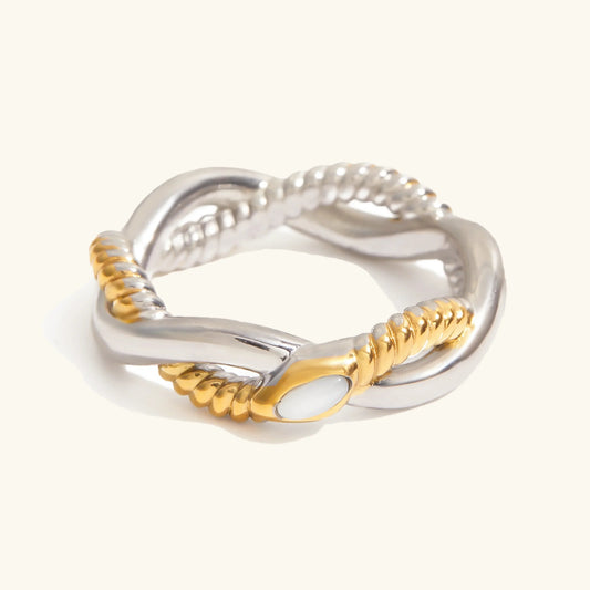 [ElanLuxe]Nerisse Two-Tone Twist Ring