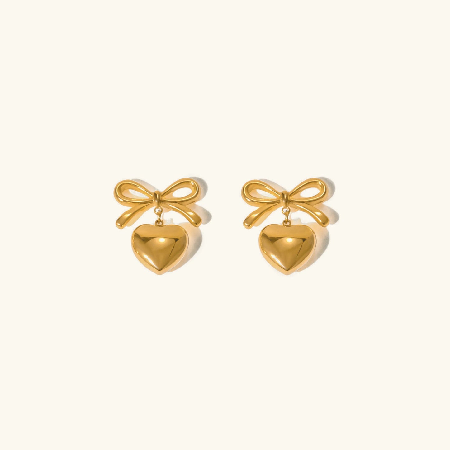 [ElanLuxe]Rowanne French Knot Gold Heart Earrings