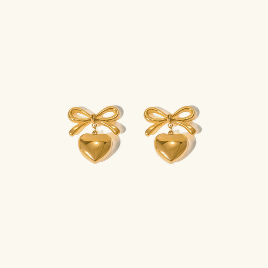 [ElanLuxe]Rowanne French Knot Gold Heart Earrings