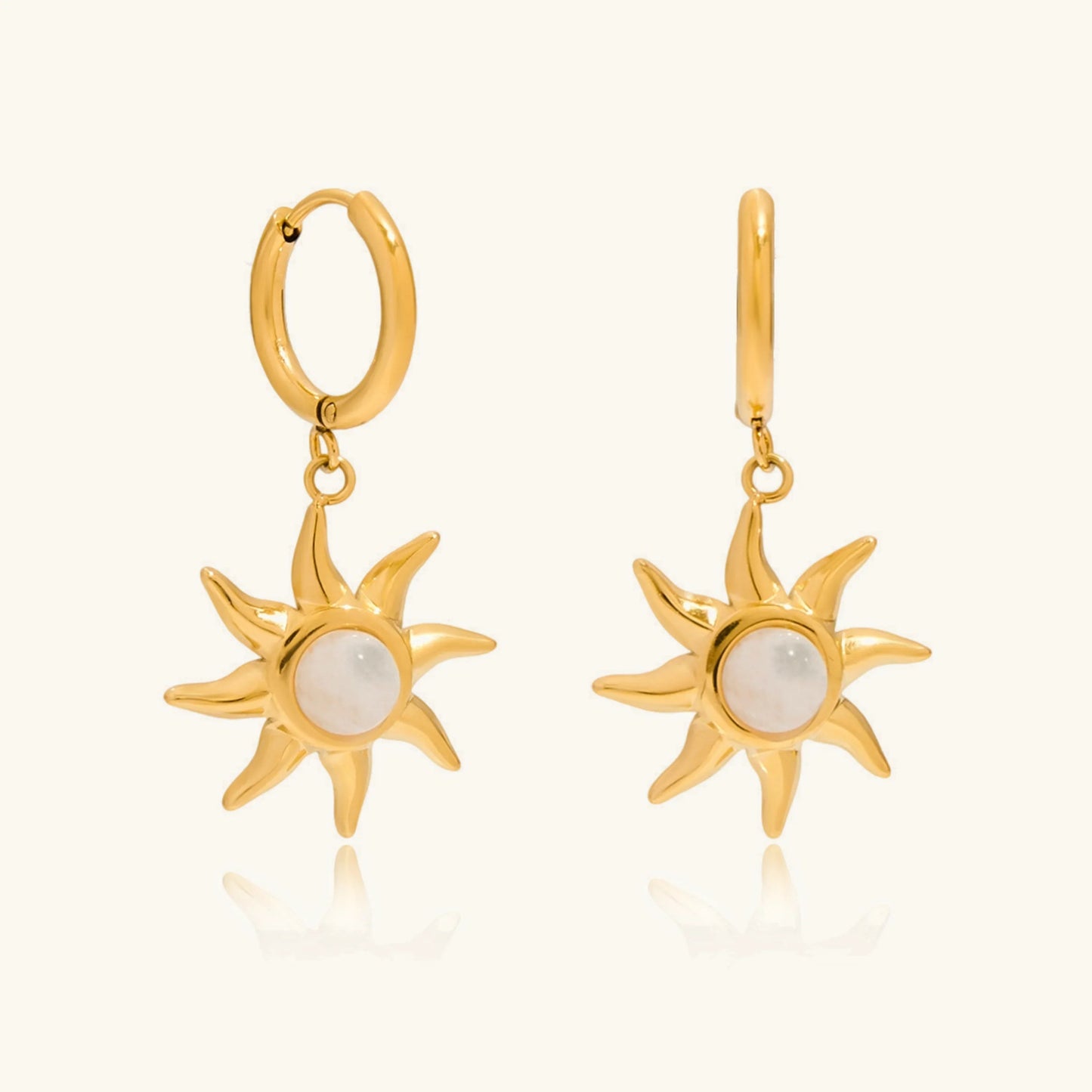 [ElanLuxe]Helia Sun-shaped Moonstone Earrings