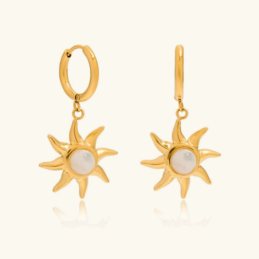 [ElanLuxe]Helia Sun-shaped Moonstone Earrings