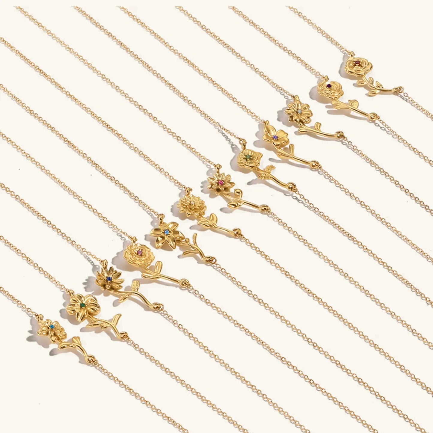[ElanLuxe]Maribelle Birth Flower Gold Necklace