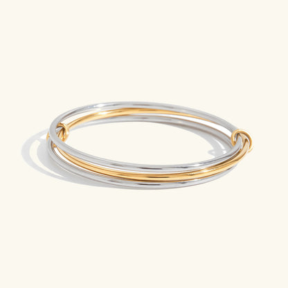 [ElanLuxe]Romina Two Tone Stacked Bracelet