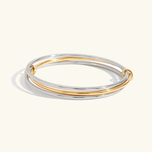 [ElanLuxe]Romina Two Tone Stacked Bracelet