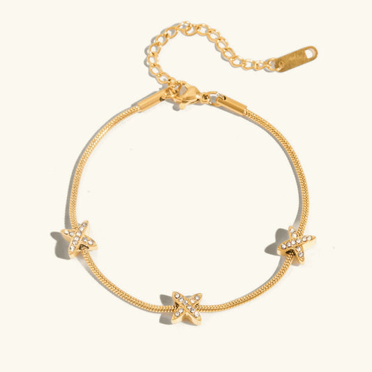 [ElanLuxe]Brienne Diamond Cross Herringbone Bracelet