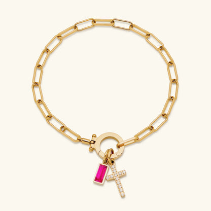 [ElanLuxe]Annabella Birthstone Cross Bracelet