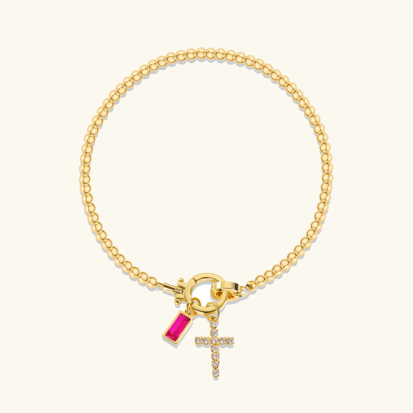 [ElanLuxe]Amalia Birthstone Cross Bracelet