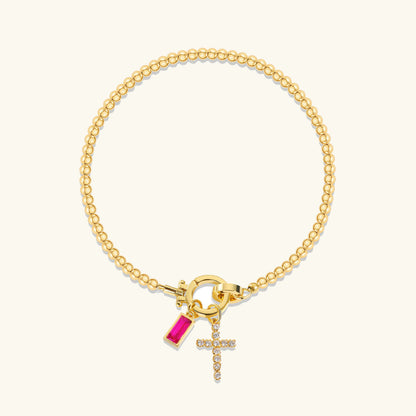 [ElanLuxe]Amalia Birthstone Cross Bracelet