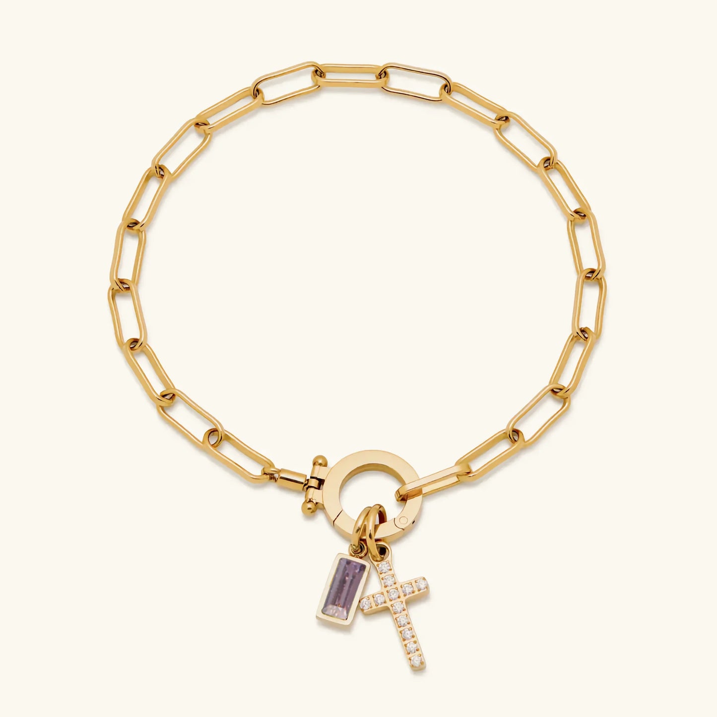 [ElanLuxe]Annabella Birthstone Cross Bracelet