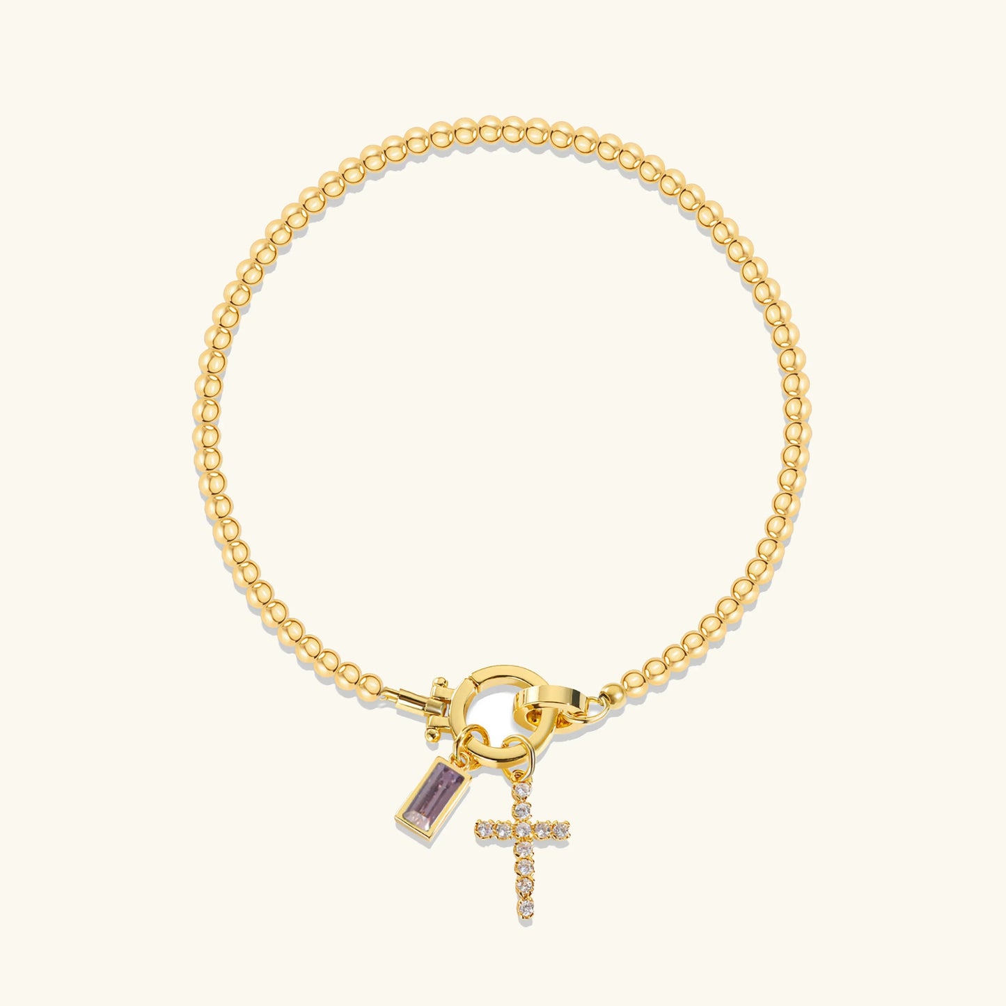 [ElanLuxe]Amalia Birthstone Cross Bracelet