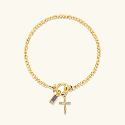 [ElanLuxe]Amalia Birthstone Cross Bracelet