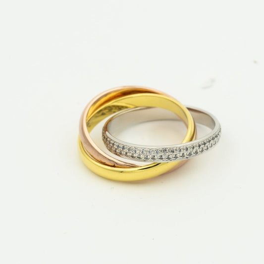 [ElanLuxe Jewelry]TRINITY RING GOLD PINK GOLD SILVER DIAMONDS