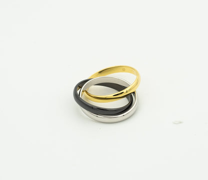 [ElanLuxe Jewelry]TRINITY RING BLACK GOLD SILVER