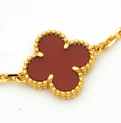 [ElanLuxe Jewelry]CLOVER  5 MOTIFS CARNELIAN GOLD BRACELET