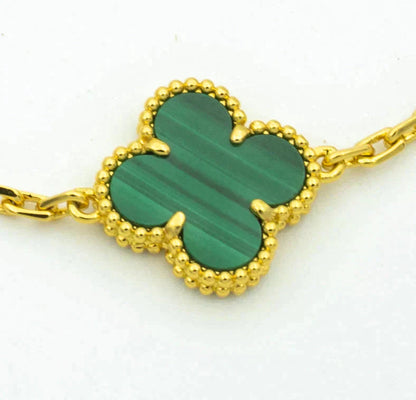 [ElanLuxe Jewelry]CLOVER  5 MOTIF MALACHITE DIAMOND BRACELET