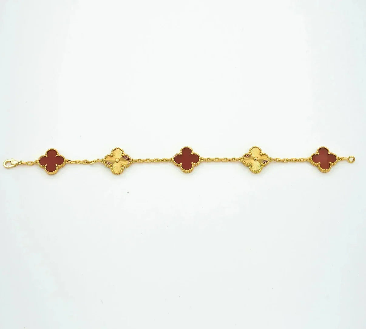 [ElanLuxe Jewelry] CLOVER 5 MOTIF RED CORNELIAN BRACELET COLLECTION