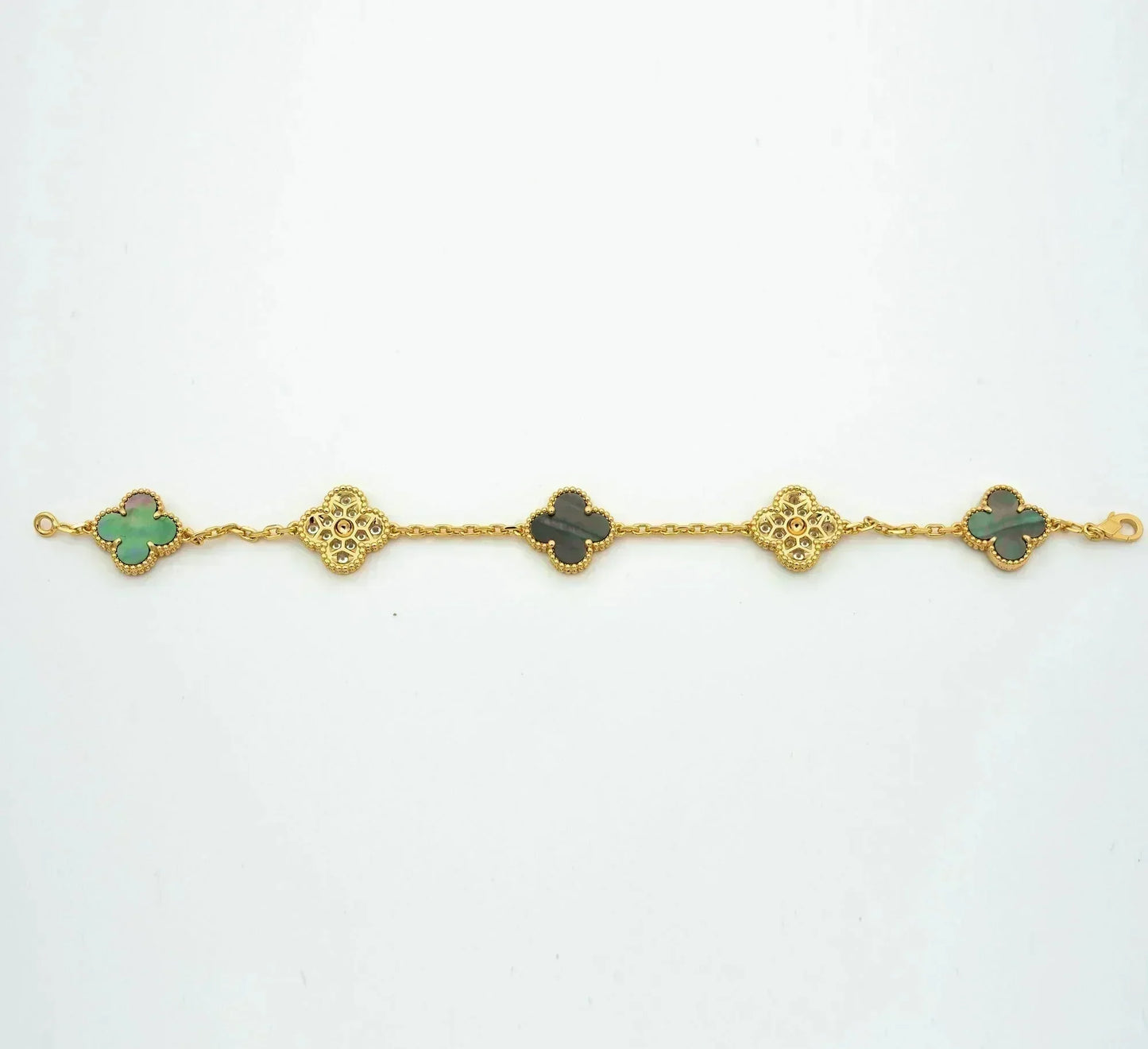 [ElanLuxe Jewelry]CLOVER 5 MOTIF GRAY MOP DIAMOND BRACELET