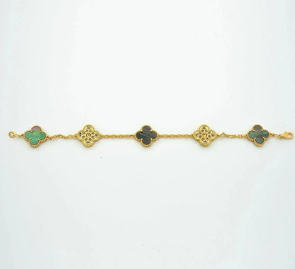 [ElanLuxe Jewelry]CLOVER 5 MOTIF GRAY MOP DIAMOND BRACELET