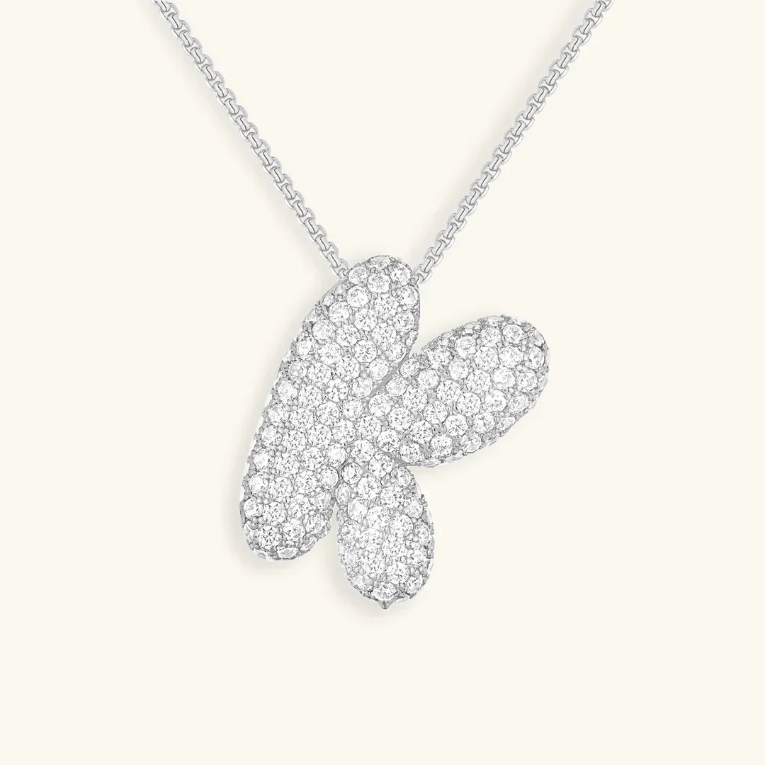 [ElanLuxe]Bubble Initial Diamond Necklace