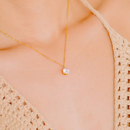 [ElanLuxe]Kyla Solitaire Gold Necklace