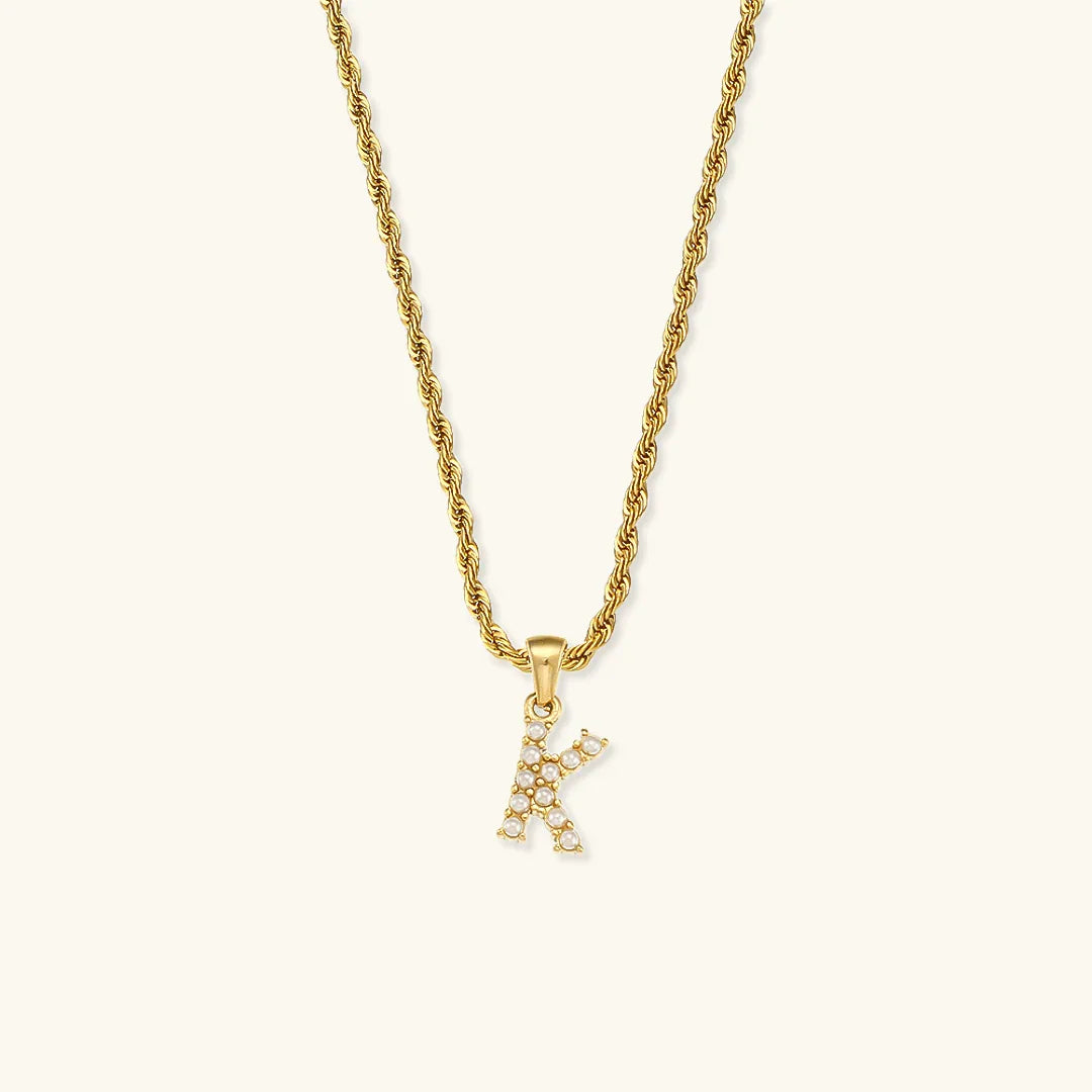 [ElanLuxe]Elodie Initial Letter Pearl Necklace