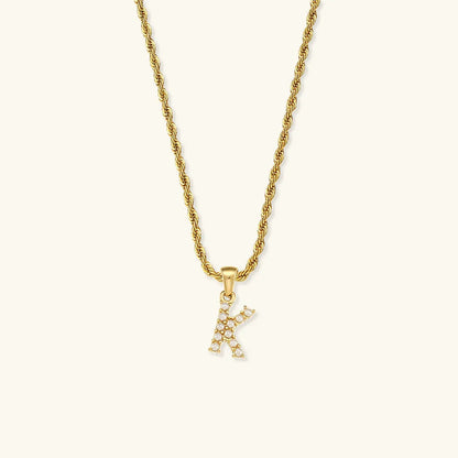 [ElanLuxe]Elodie Initial Letter Pearl Necklace