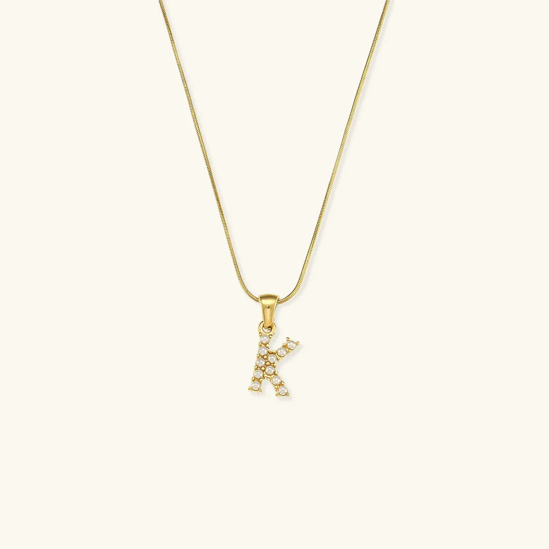 [ElanLuxe]Augustine Initial Letter Pearl Necklace