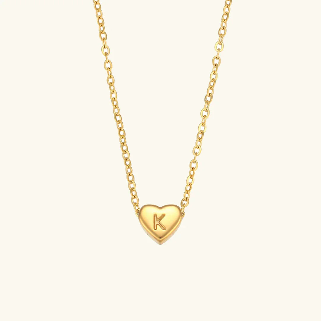 [ElanLuxe]Heart Initial Gold Necklace