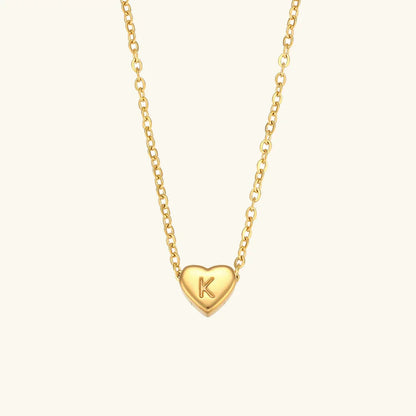 [ElanLuxe]Heart Initial Gold Necklace