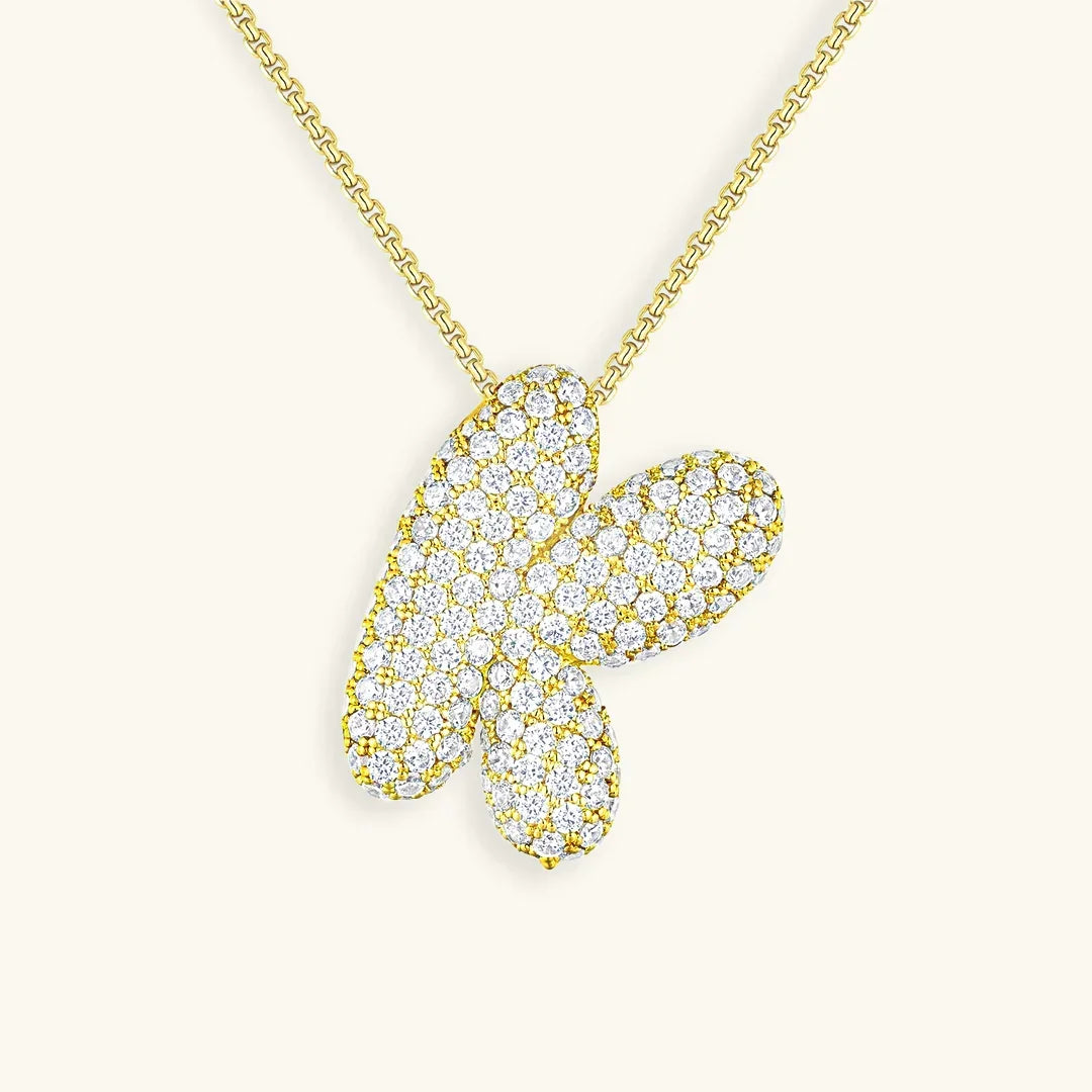 [ElanLuxe]Bubble Initial Diamond Necklace