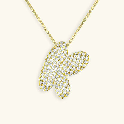 [ElanLuxe]Bubble Initial Diamond Necklace