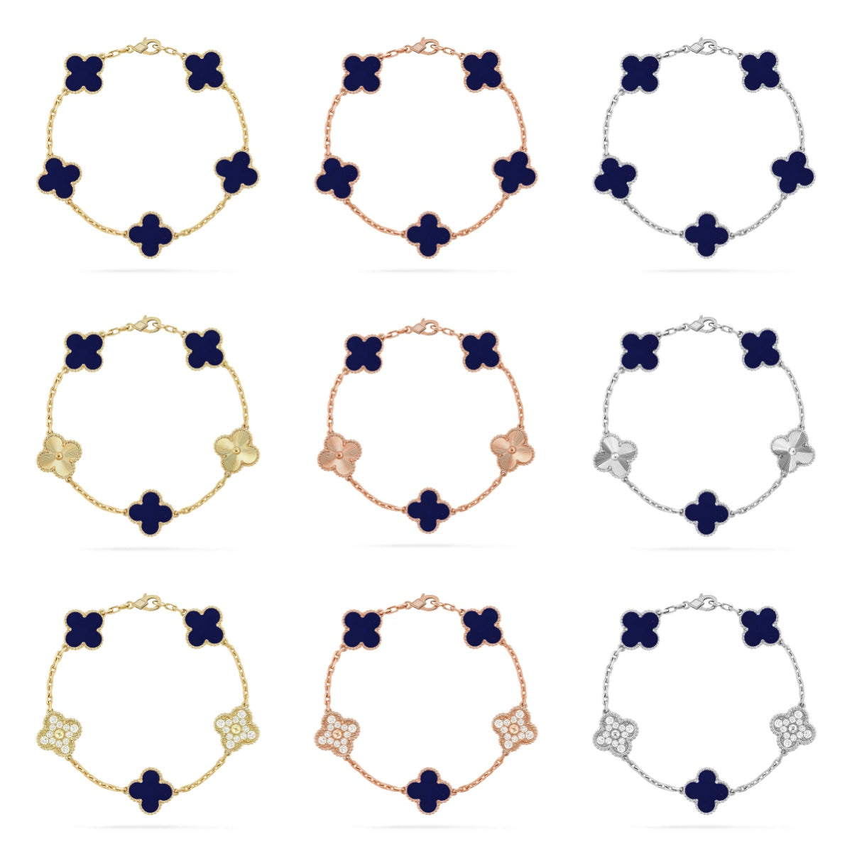 [ElanLuxe Jewelry]CLOVER 5 MOTIF LAPIS LAZULI BRACELET COLLECTION
