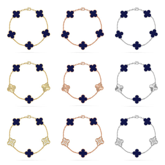[ElanLuxe Jewelry]CLOVER 5 MOTIF LAPIS LAZULI BRACELET COLLECTION