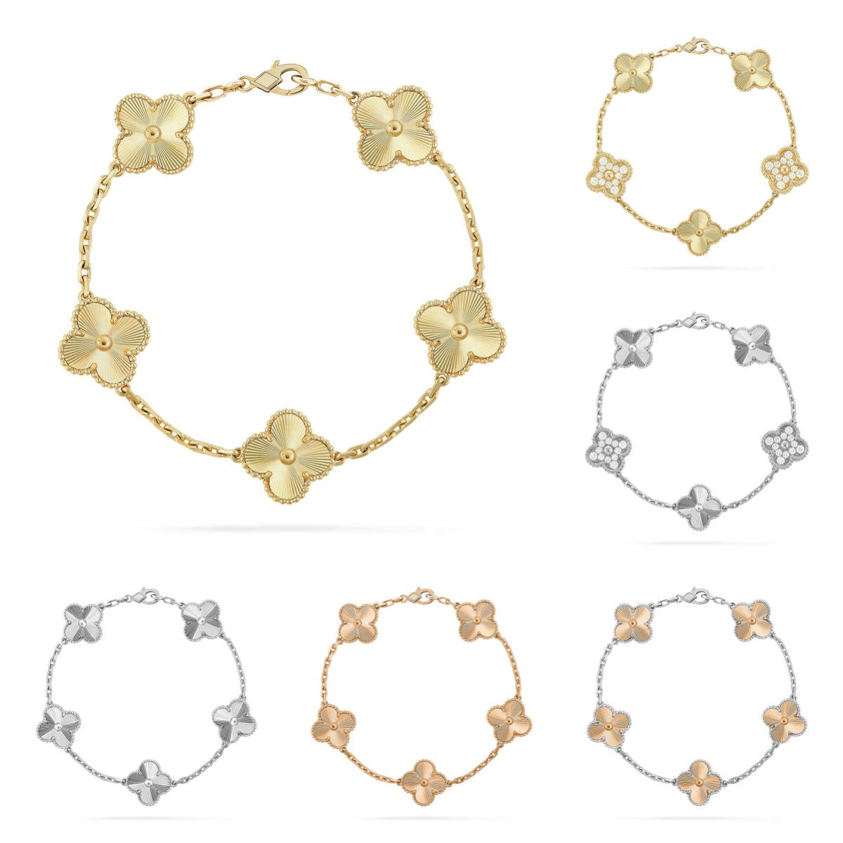 [ElanLuxe Jewelry] CLOVER 5 MOTIF LASER BRACELET COLLECTION