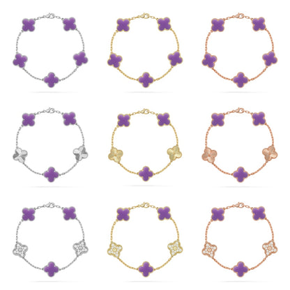 [ElanLuxe Jewelry]CLOVER 5 MOTIF LIGHT PURPLE BRACELET COLLECTION
