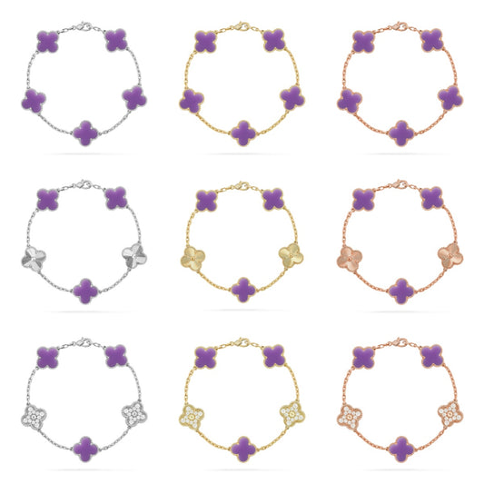 [ElanLuxe Jewelry]CLOVER 5 MOTIF LIGHT PURPLE BRACELET COLLECTION