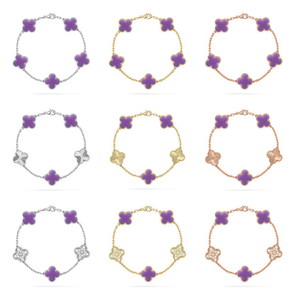 [ElanLuxe Jewelry]CLOVER 5 MOTIF LIGHT PURPLE BRACELET COLLECTION