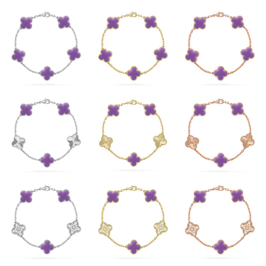[ElanLuxe Jewelry]CLOVER 5 MOTIF LIGHT PURPLE BRACELET COLLECTION