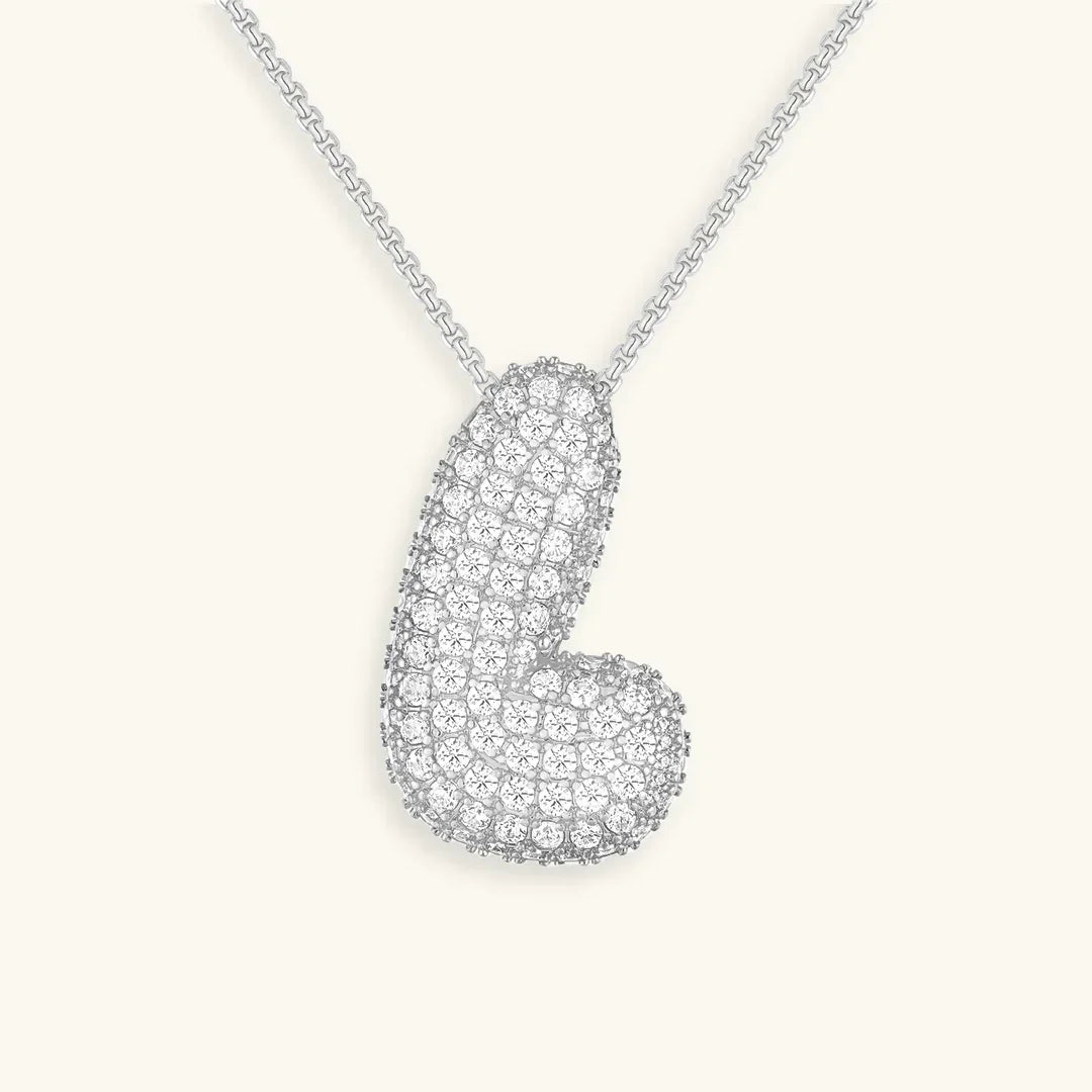 [ElanLuxe]Bubble Initial Diamond Necklace