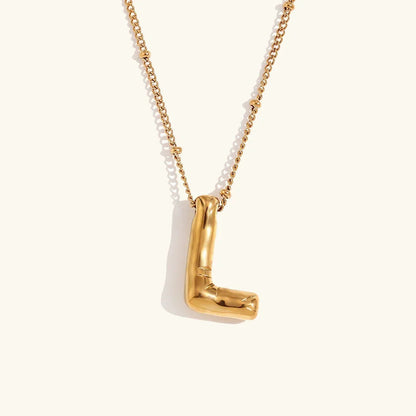 [ElanLuxe]Balloon Gold Initial Necklace