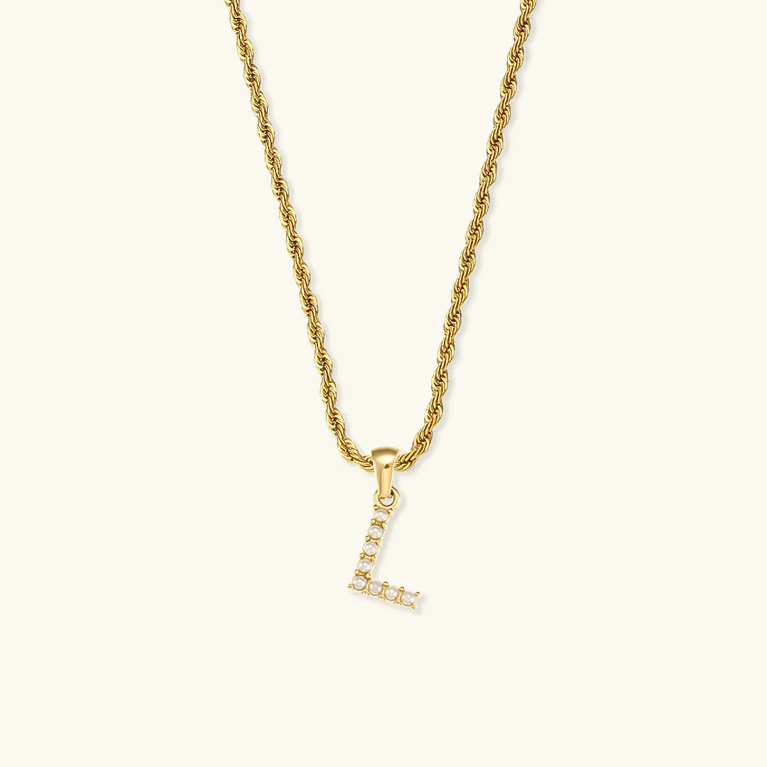 [ElanLuxe]Elodie Initial Letter Pearl Necklace