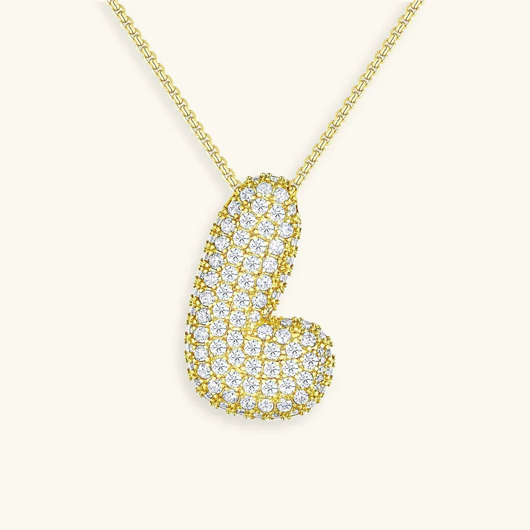 [ElanLuxe]Bubble Initial Diamond Necklace