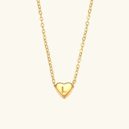 [ElanLuxe]Heart Initial Gold Necklace