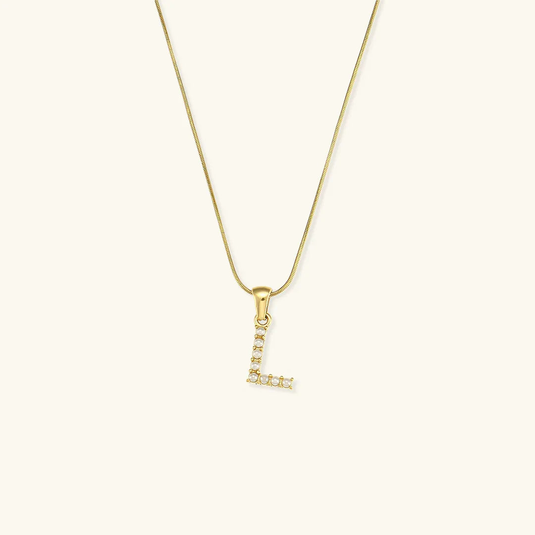 [ElanLuxe]Augustine Initial Letter Pearl Necklace