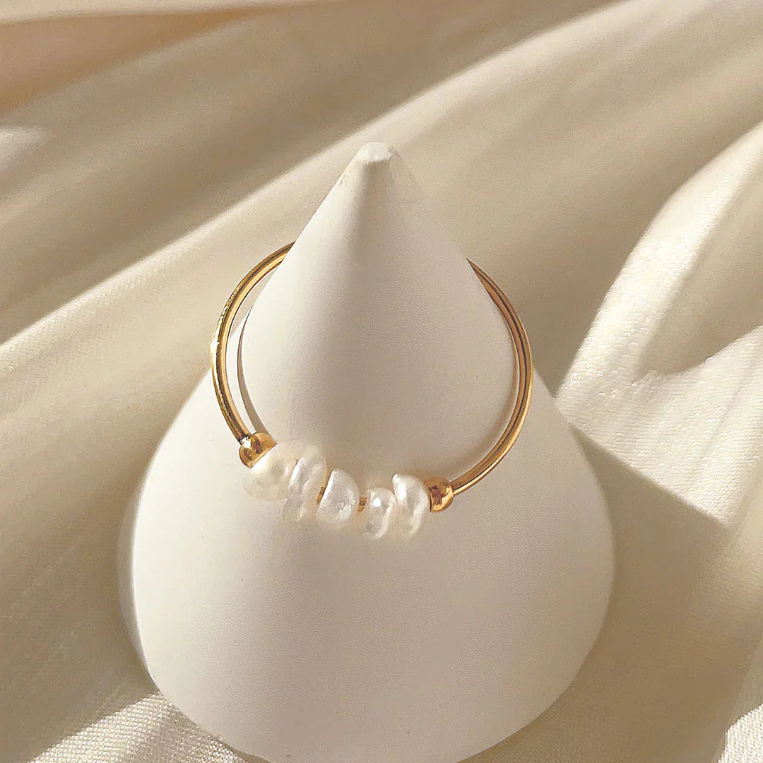 [ElanLuxe]Magnolia Freshwater Pearl Gold Ring