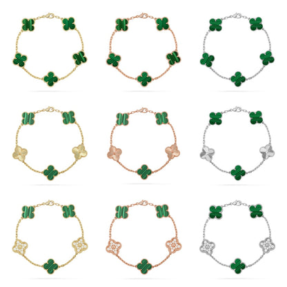 [ElanLuxe Jewelry] CLOVER 5 MOTIF MALACHITE BRACELET COLLECTION